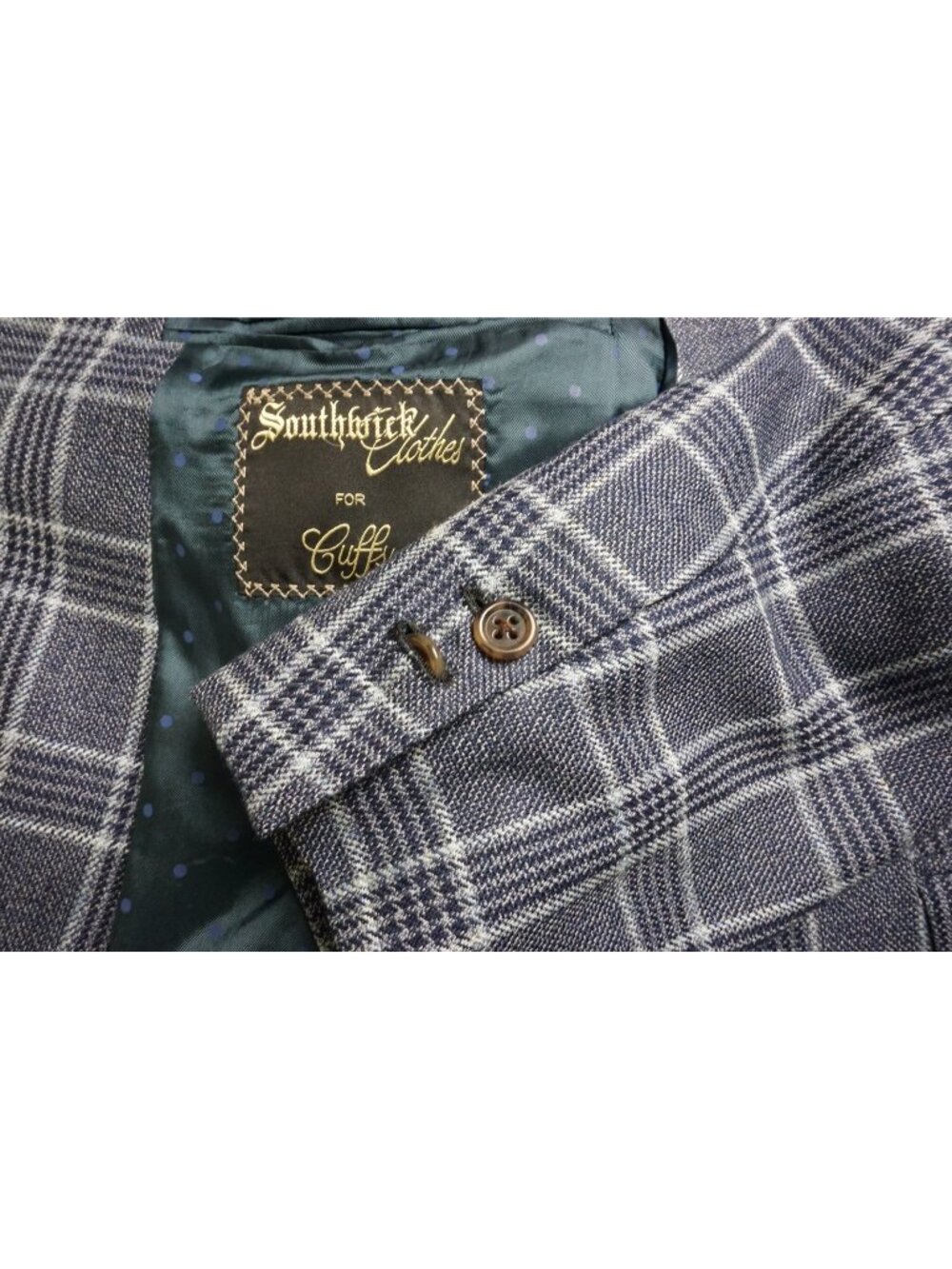 Southwick Blue White Plaid Donegal Sport Coat Jacket Sz 43S